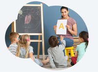 Schmuckbild: Lehrerin mit Schulkinder